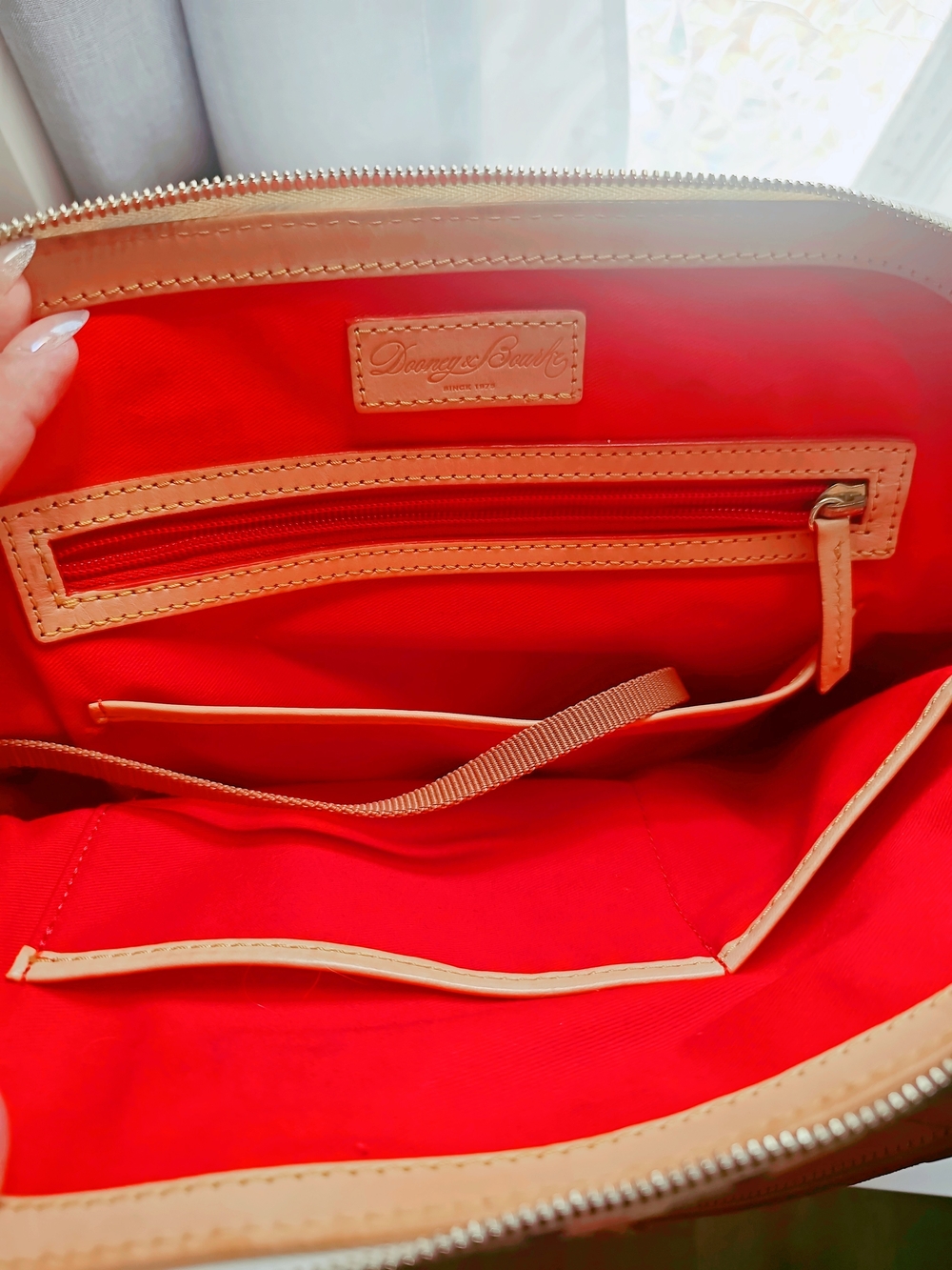 Dooney & Bourke Red White Blue Check Satchel - Picture 4 of 6